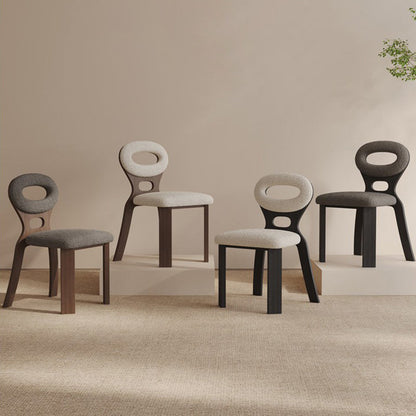 Traditional French Hollowed Back Solid Wood Vanity Stool With Lambswool Cushion For Bedroom