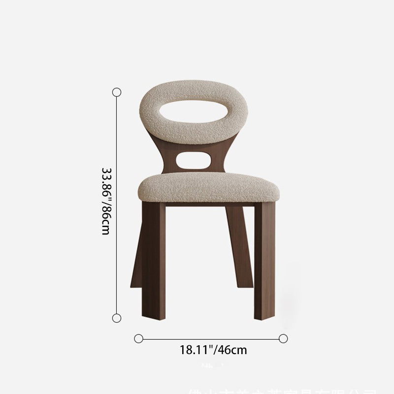 Traditional French Hollowed Back Solid Wood Vanity Stool With Lambswool Cushion For Bedroom