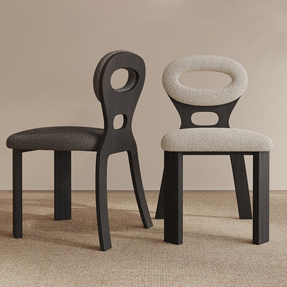 Traditional French Hollowed Back Solid Wood Vanity Stool With Lambswool Cushion For Bedroom