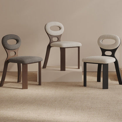 Traditional French Hollowed Back Solid Wood Vanity Stool With Lambswool Cushion For Bedroom