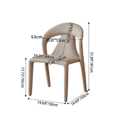 Modern Minimalist Curved Back Faux Leather Carbon Steel Dining Chair Armrest For Dining Room