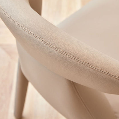 Modern Minimalist Curved Back Faux Leather Carbon Steel Dining Chair Armrest For Dining Room