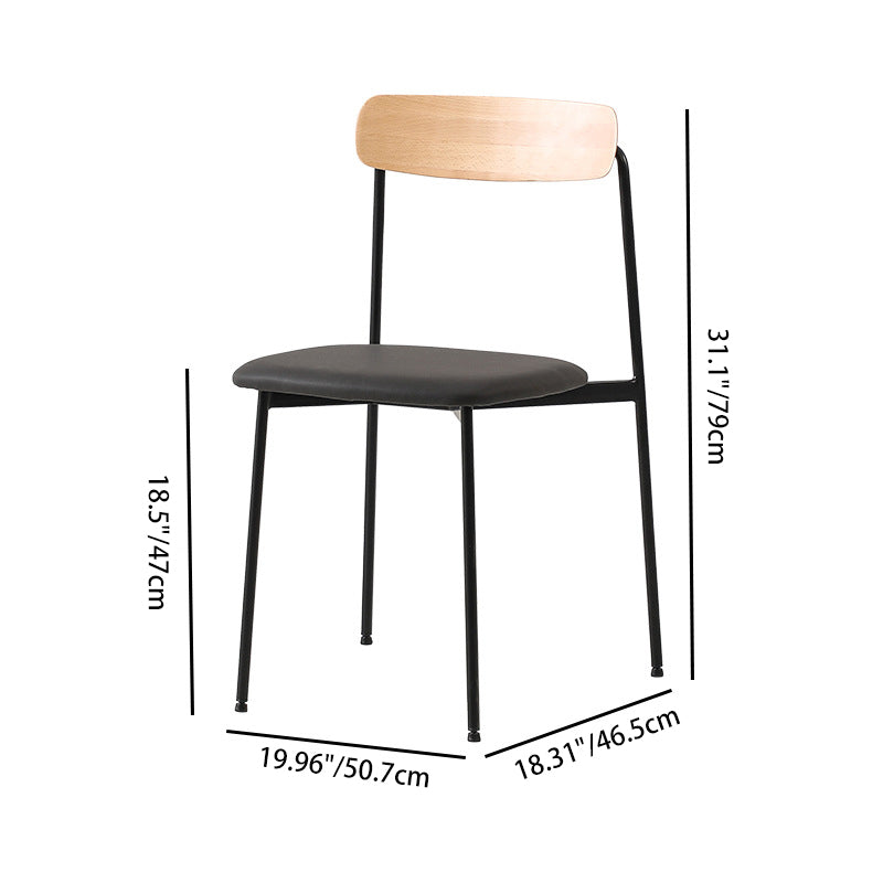 Contemporary Scandinavian Solid Wood Stainless Steel Faux Leather Dining Chair With Square Cushion Backrest For Dining Room
