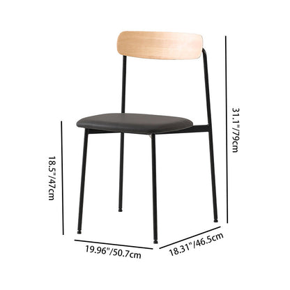 Contemporary Scandinavian Solid Wood Stainless Steel Faux Leather Dining Chair With Square Cushion Backrest For Dining Room