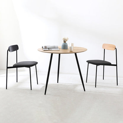 Contemporary Scandinavian Solid Wood Stainless Steel Faux Leather Dining Chair With Square Cushion Backrest For Dining Room