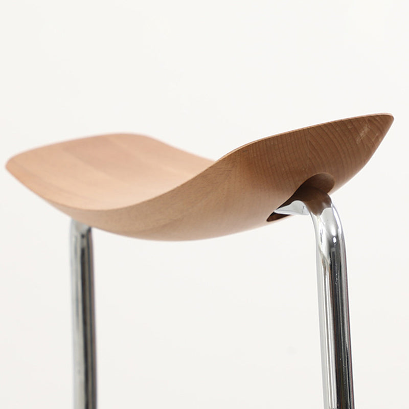 Contemporary Scandinavian Solid Wood Stainless Steel Faux Leather Dining Chair With Square Cushion Backrest For Dining Room