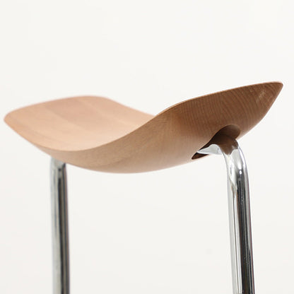 Contemporary Scandinavian Solid Wood Stainless Steel Faux Leather Dining Chair With Square Cushion Backrest For Dining Room