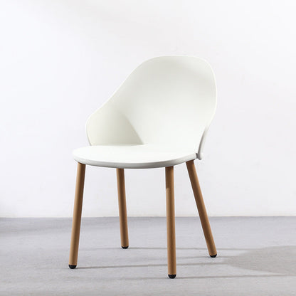 Contemporary Scandinavian Sleek Backrest Plastic Dining Chair With Solid Wood Legs For Dining Room