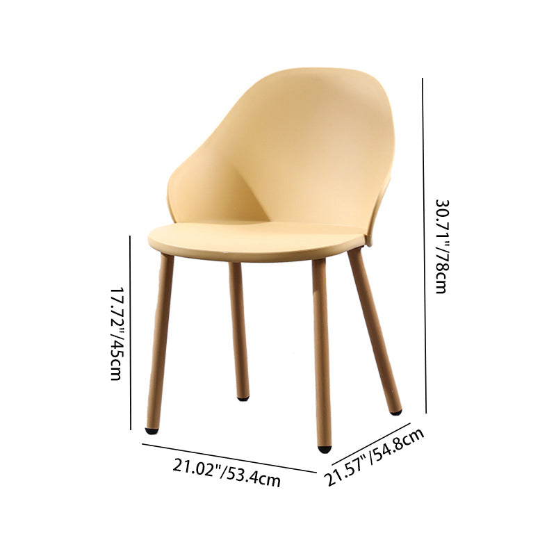 Contemporary Scandinavian Sleek Backrest Plastic Dining Chair With Solid Wood Legs For Dining Room