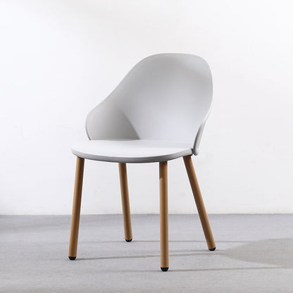 Contemporary Scandinavian Sleek Backrest Plastic Dining Chair With Solid Wood Legs For Dining Room