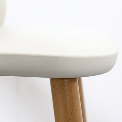 Contemporary Scandinavian Sleek Backrest Plastic Dining Chair With Solid Wood Legs For Dining Room