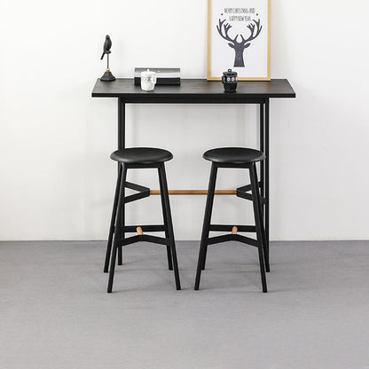 Modern Minimalist Round Solid Wood Iron Bar Stool For Dining Room