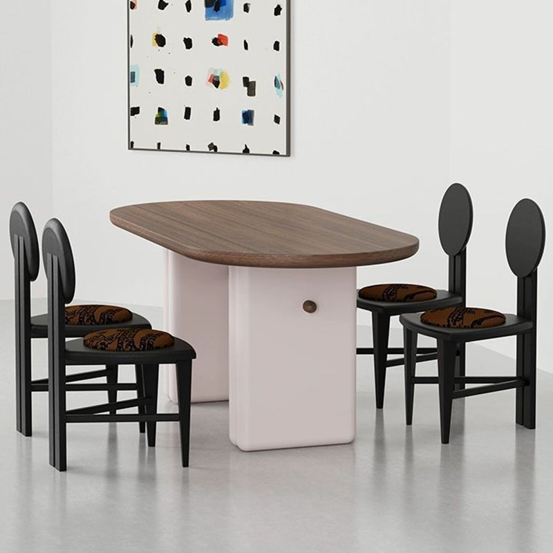 Modern Mid-Century Triangle Seat Solid Wood Dining Chair With Round Backrest For Dining Room