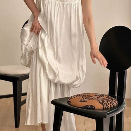 Modern Mid-Century Triangle Seat Solid Wood Dining Chair With Round Backrest For Dining Room