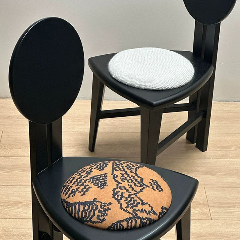 Modern Mid-Century Triangle Seat Solid Wood Dining Chair With Round Backrest For Dining Room