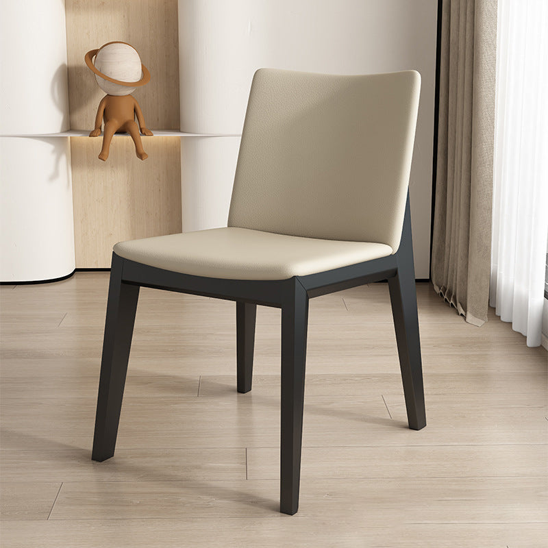 Contemporary Scandinavian Square Cushion Ash Solid Wood Synthetic Leather Dining Chair Backrest For Dining Room