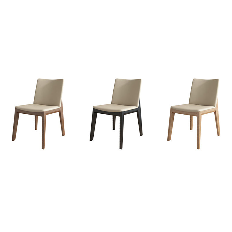 Contemporary Scandinavian Square Cushion Ash Solid Wood Synthetic Leather Dining Chair Backrest For Dining Room