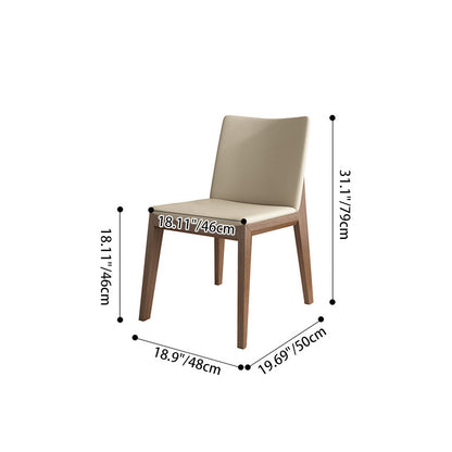 Contemporary Scandinavian Square Cushion Ash Solid Wood Synthetic Leather Dining Chair Backrest For Dining Room