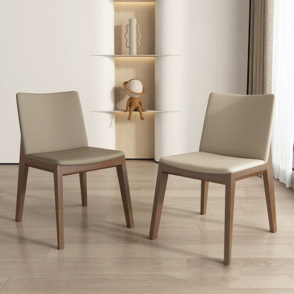 Contemporary Scandinavian Square Cushion Ash Solid Wood Synthetic Leather Dining Chair Backrest For Dining Room