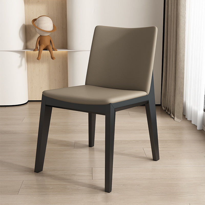 Contemporary Scandinavian Square Cushion Ash Solid Wood Synthetic Leather Dining Chair Backrest For Dining Room