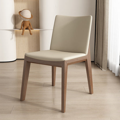 Contemporary Scandinavian Square Cushion Ash Solid Wood Synthetic Leather Dining Chair Backrest For Dining Room