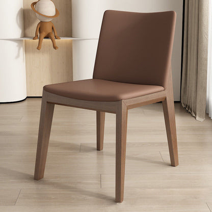 Contemporary Scandinavian Square Cushion Ash Solid Wood Synthetic Leather Dining Chair Backrest For Dining Room