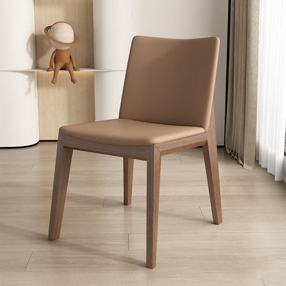 Contemporary Scandinavian Square Cushion Ash Solid Wood Synthetic Leather Dining Chair Backrest For Dining Room