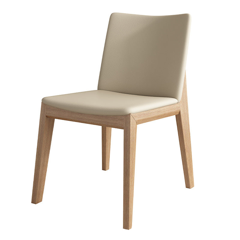 Contemporary Scandinavian Square Cushion Ash Solid Wood Synthetic Leather Dining Chair Backrest For Dining Room