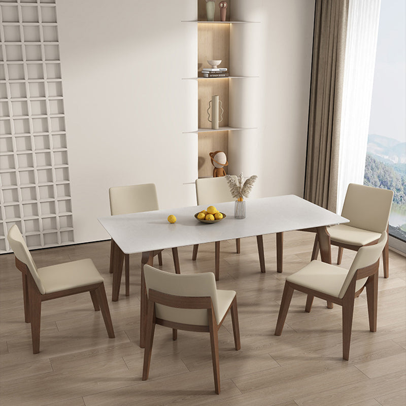 Contemporary Scandinavian Square Cushion Ash Solid Wood Synthetic Leather Dining Chair Backrest For Dining Room