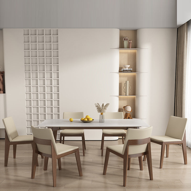 Contemporary Scandinavian Square Cushion Ash Solid Wood Synthetic Leather Dining Chair Backrest For Dining Room