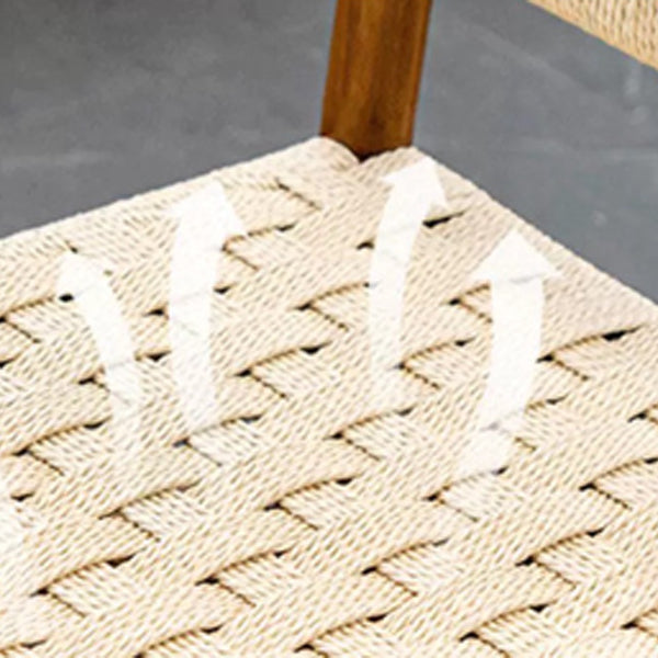 Modern Mid-Century Oval Half Hollow Back Solid Wood Kraft Rope Dining Chair For Dining Room
