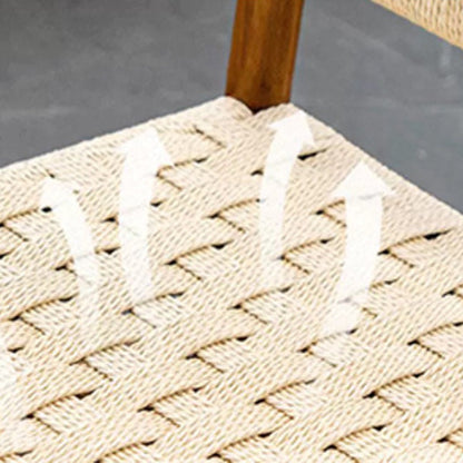 Modern Mid-Century Oval Half Hollow Back Solid Wood Kraft Rope Dining Chair For Dining Room