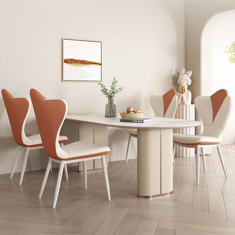 Traditional French Trapezoid Back PU Leather Sponge Carbon Steel Dining Chair Backrest For Dining Room