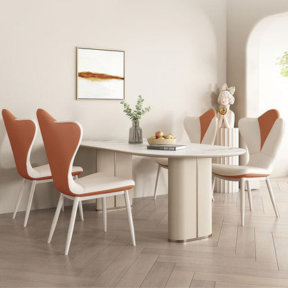 Traditional French Trapezoid Back PU Leather Sponge Carbon Steel Dining Chair Backrest For Dining Room