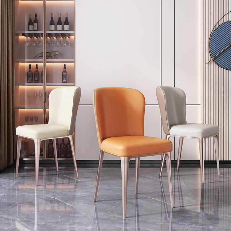 Contemporary Scandinavian Rectangular Backrest Microfiber Leather Stainless Steel Dining Chair Backrest For Dining Room