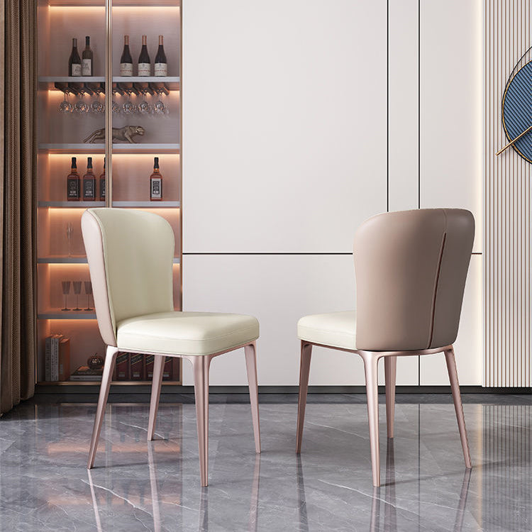 Contemporary Scandinavian Rectangular Backrest Microfiber Leather Stainless Steel Dining Chair Backrest For Dining Room