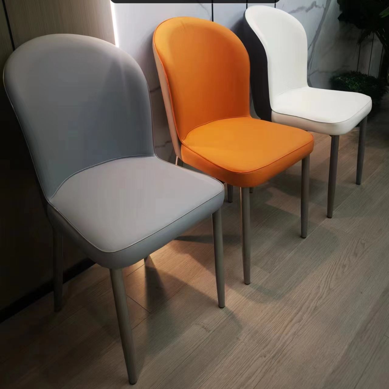 Contemporary Scandinavian Rectangular Backrest Microfiber Leather Stainless Steel Dining Chair Backrest For Dining Room