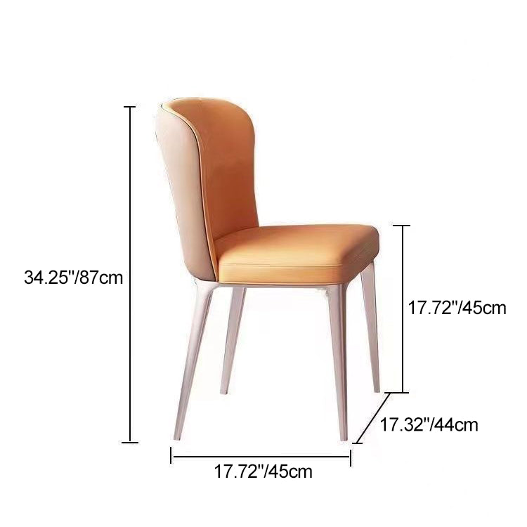 Contemporary Scandinavian Rectangular Backrest Microfiber Leather Stainless Steel Dining Chair Backrest For Dining Room