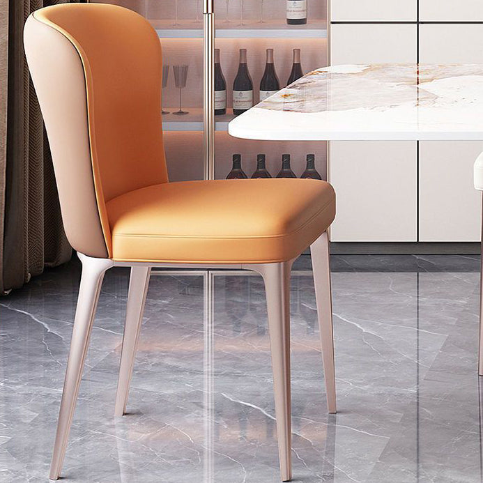 Contemporary Scandinavian Rectangular Backrest Microfiber Leather Stainless Steel Dining Chair Backrest For Dining Room