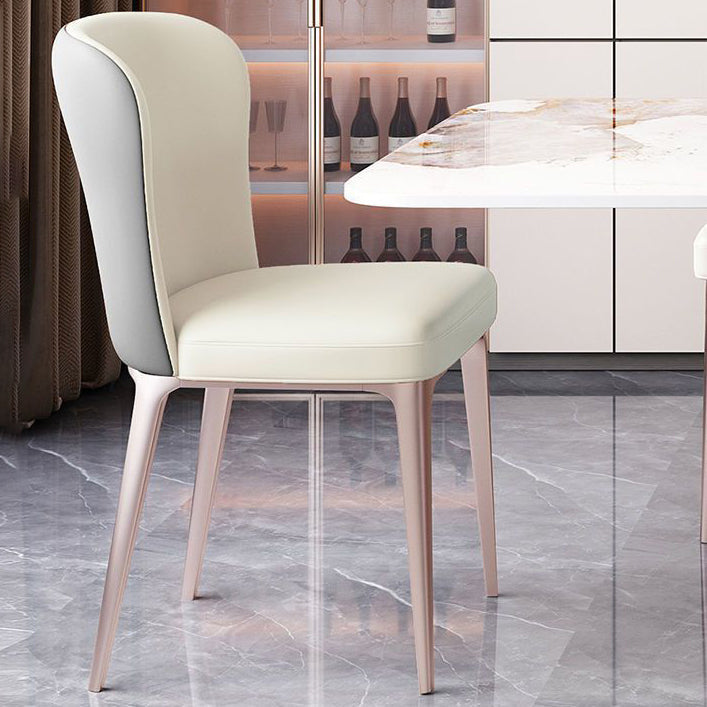 Contemporary Scandinavian Rectangular Backrest Microfiber Leather Stainless Steel Dining Chair Backrest For Dining Room