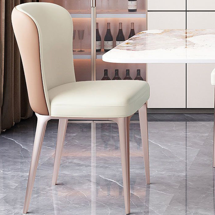 Contemporary Scandinavian Rectangular Backrest Microfiber Leather Stainless Steel Dining Chair Backrest For Dining Room