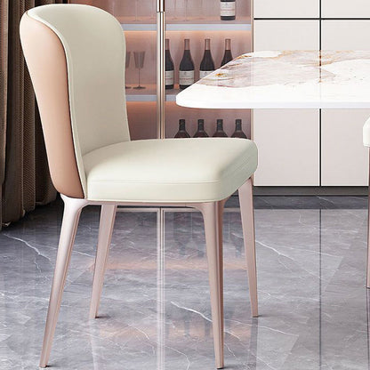 Contemporary Scandinavian Rectangular Backrest Microfiber Leather Stainless Steel Dining Chair Backrest For Dining Room