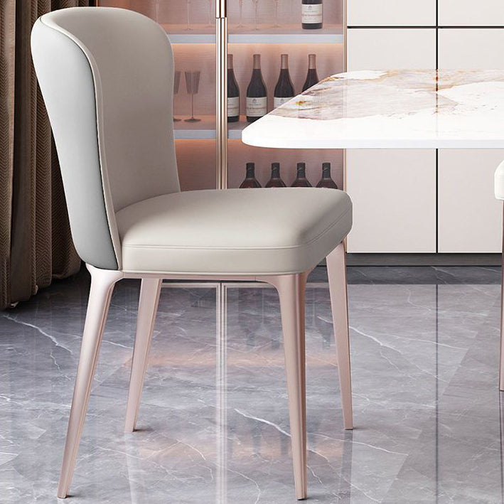 Contemporary Scandinavian Rectangular Backrest Microfiber Leather Stainless Steel Dining Chair Backrest For Dining Room