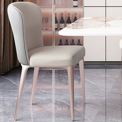 Contemporary Scandinavian Rectangular Backrest Microfiber Leather Stainless Steel Dining Chair Backrest For Dining Room
