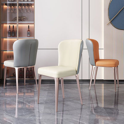 Contemporary Scandinavian Rectangular Backrest Microfiber Leather Stainless Steel Dining Chair Backrest For Dining Room