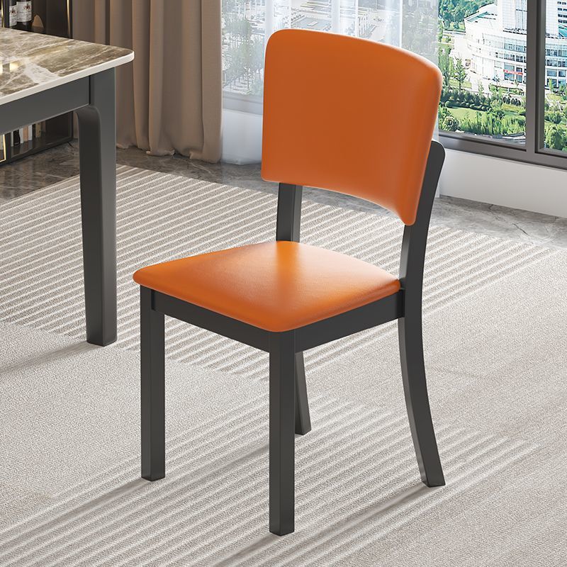Modern Minimalist Rectangular Rubberwood Leather Sponge Dining Chair Backrest Armless for Dining Room