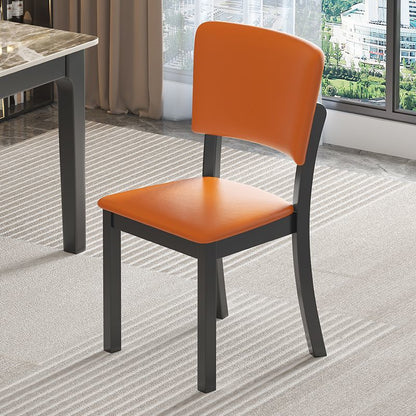 Modern Minimalist Rectangular Rubberwood Leather Sponge Dining Chair Backrest Armless for Dining Room