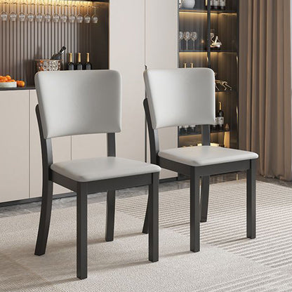 Modern Minimalist Rectangular Rubberwood Leather Sponge Dining Chair Backrest Armless for Dining Room