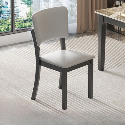 Modern Minimalist Rectangular Rubberwood Leather Sponge Dining Chair Backrest Armless for Dining Room