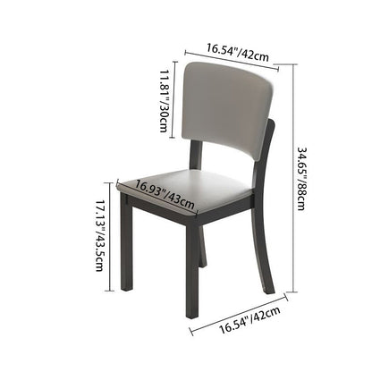 Modern Minimalist Rectangular Rubberwood Leather Sponge Dining Chair Backrest Armless for Dining Room